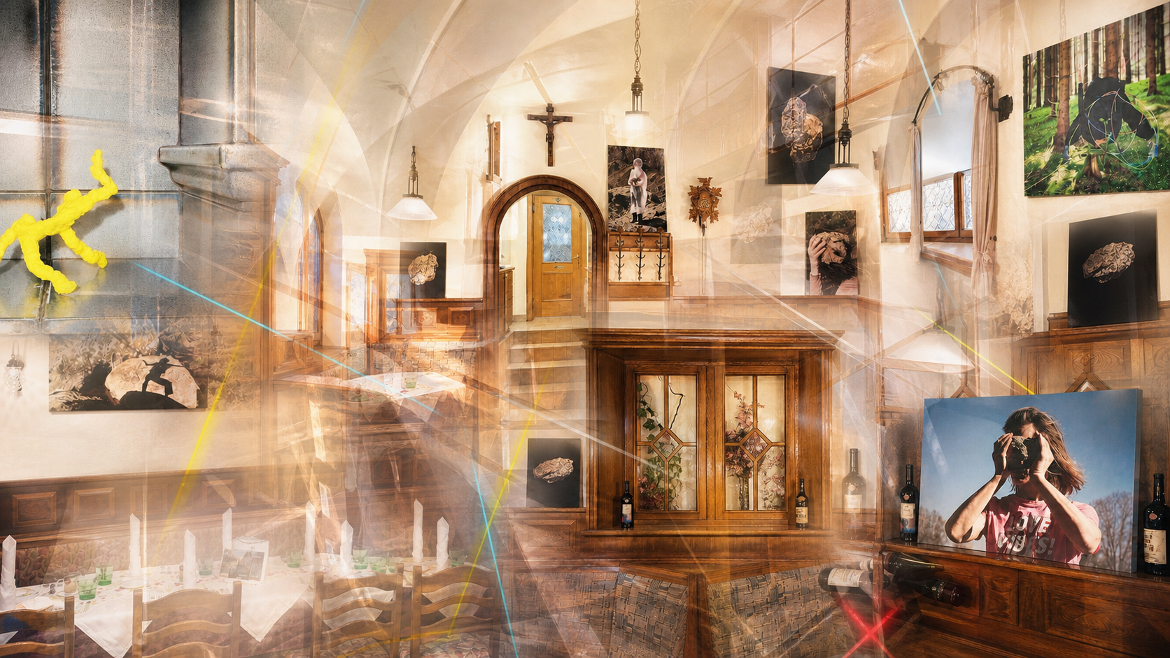 SPUREN | STEINE | LICHT — experimentelle Collage aus den Ausstellungsansichten der Färberstuben Hadersdorf